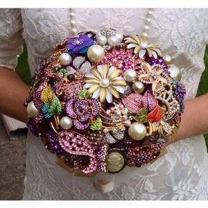 Lavender purple handmade brooch bridal bouquet
